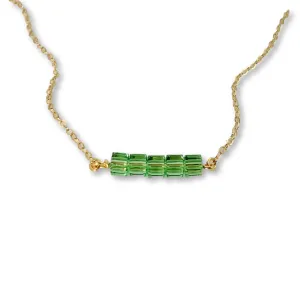 Peridot Cube Bar 14K Gold Necklace