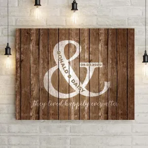 Personalized Ampersand Rustic Distressed Wood Premium Canvas