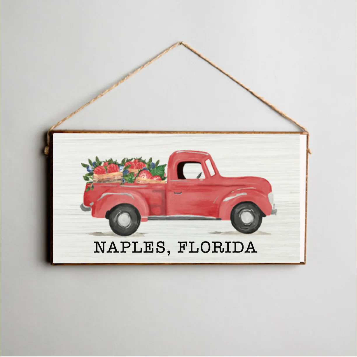 Personalized Berries Truck Twine Hanging Sign