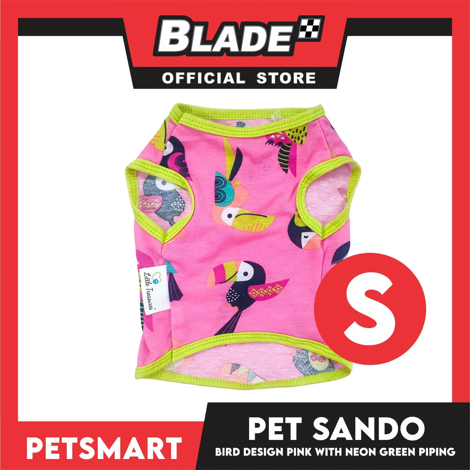 Pet Sando Parrot Bird Design, Pink with Neon Green Piping Color DG-CTN148S (Small) Perfect Fit For Dogs And Cats