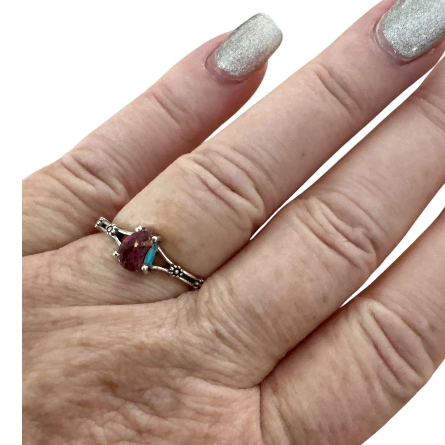 Pink Dahlia Solid 925 Sterling Silver Ring 6.5