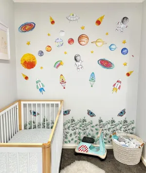 Planets Australian Design Hand Painted Peel & Stick, Removable Wall Decal. Nursery, Kids Playroom, Kids Teens Bedroom
