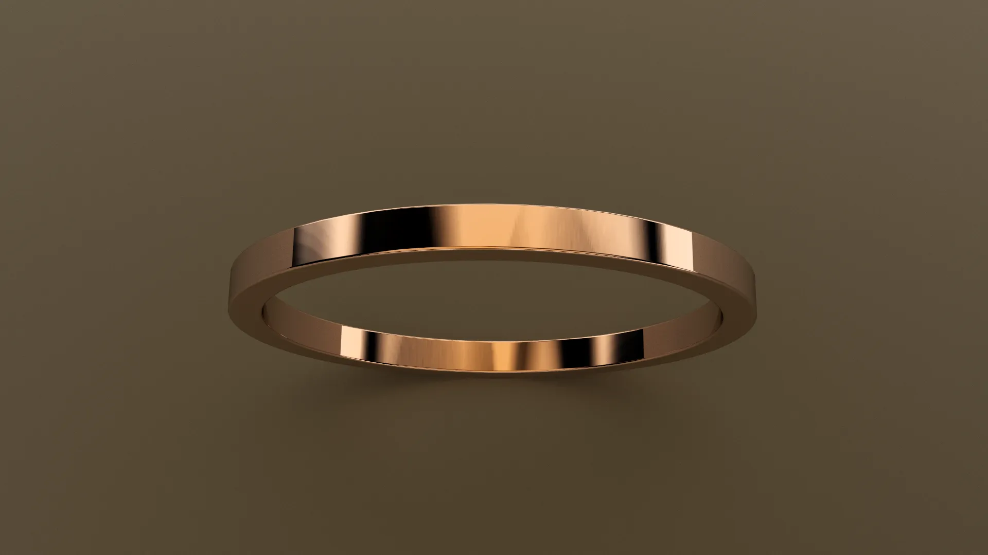 Polished Rose Gold 1.5mm Flat Wedding Band
