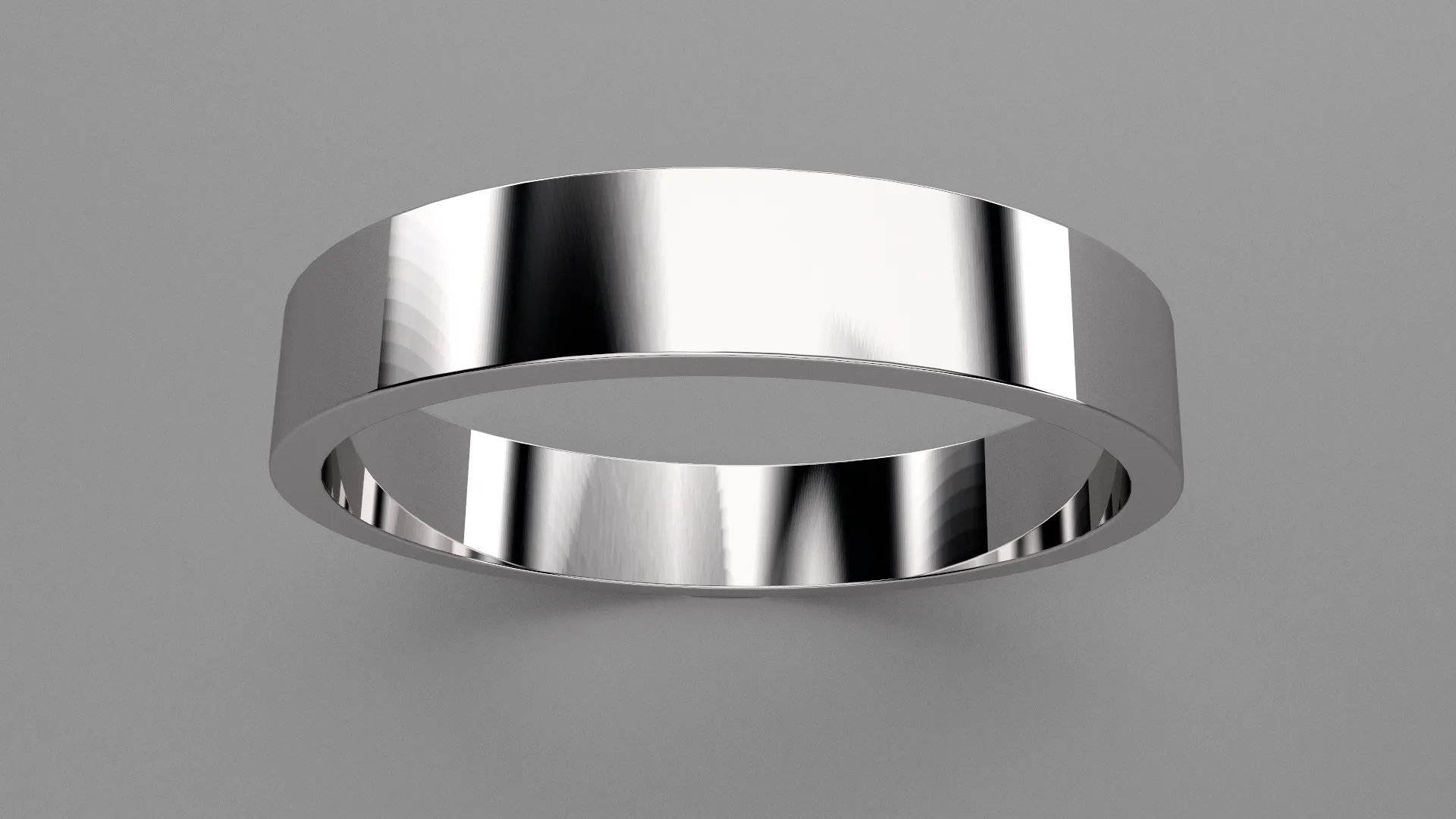 Polished Sterling Silver 4mm Flat Wedding Band
