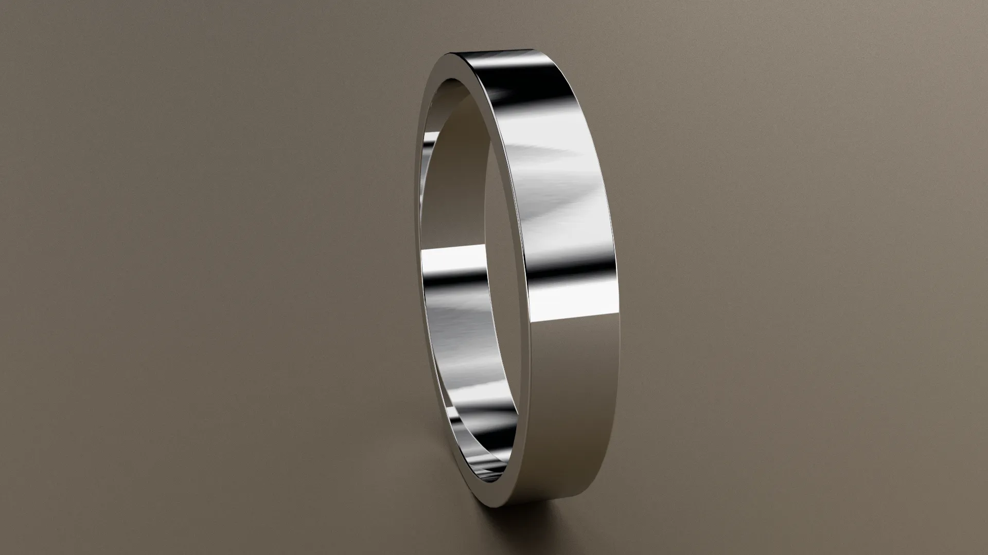 Polished White Gold 4mm Flat Wedding Band