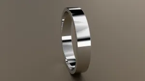 Polished White Gold 4mm Flat Wedding Band