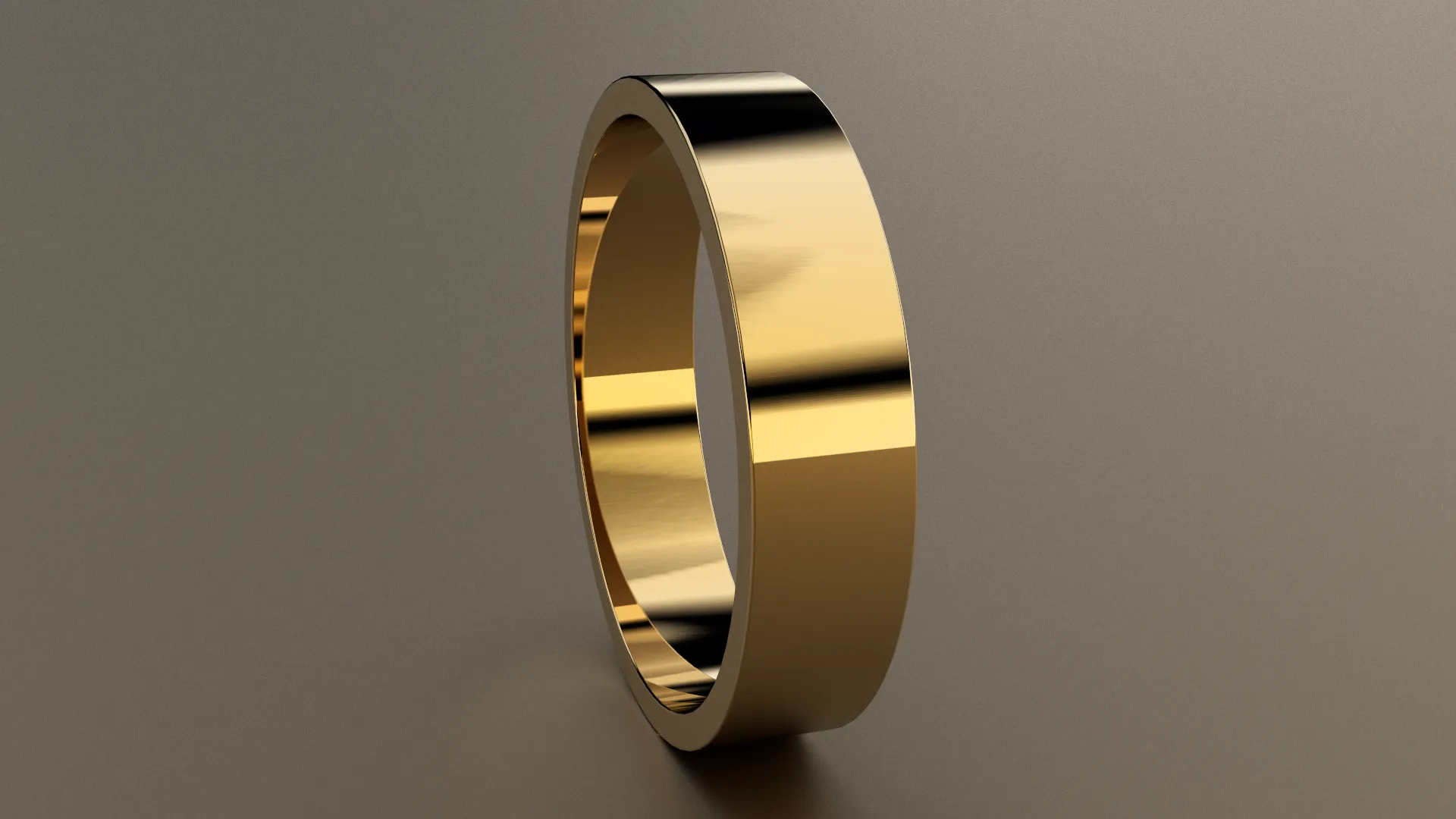 Polished Yellow Gold 5mm Flat Wedding Band