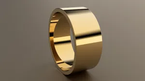 Polished Yellow Gold 9mm Flat Wedding Band