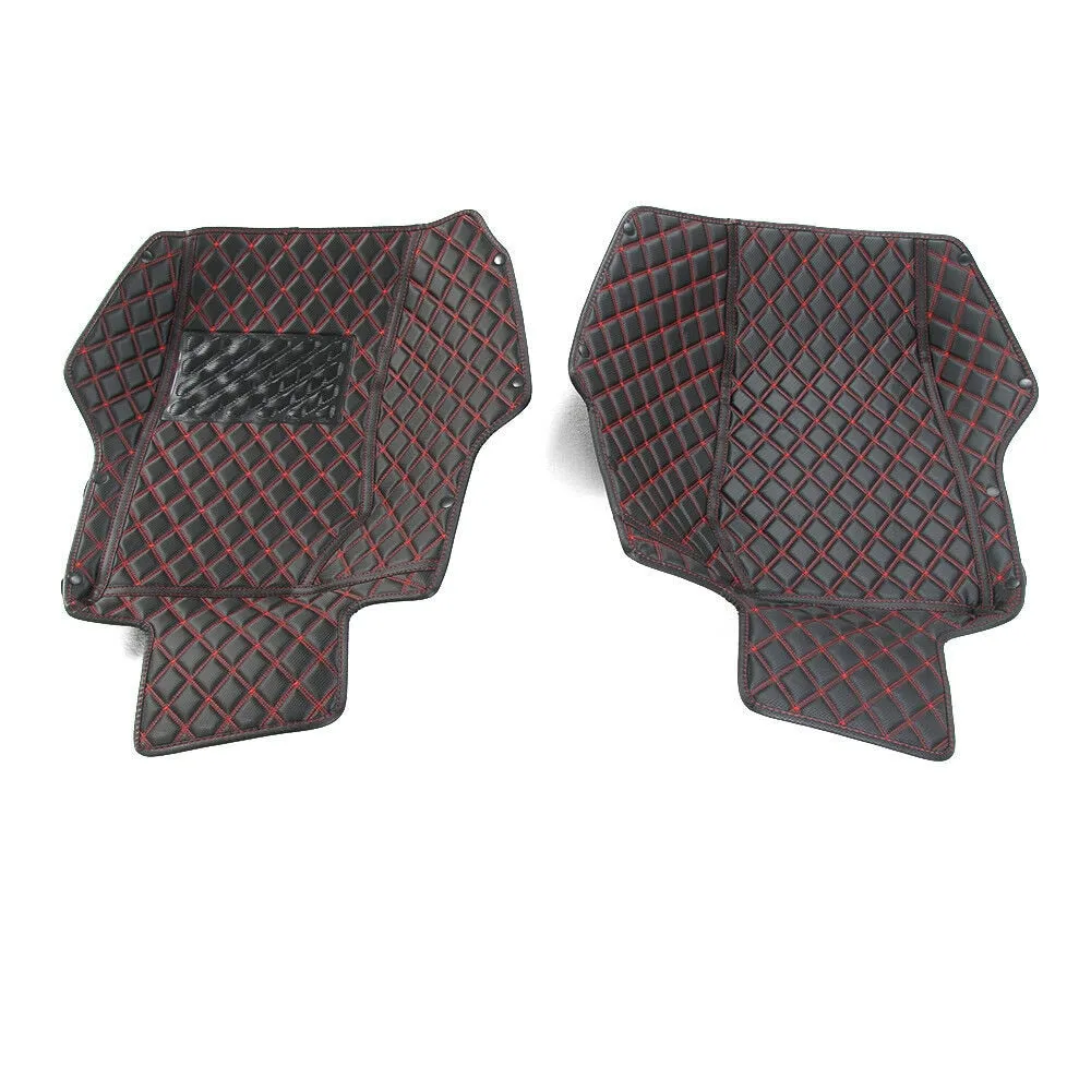 Premium Red Accent Leather Floor Mats