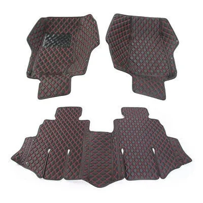 Premium Red Accent Leather Floor Mats
