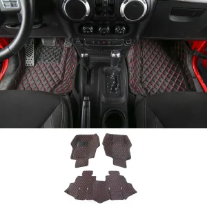 Premium Red Accent Leather Floor Mats