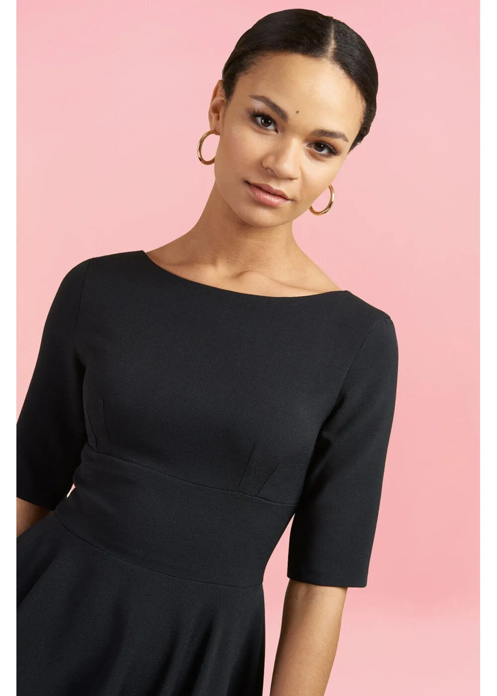 Pretty Dress Company Hepburn 50's Swing Dress Black