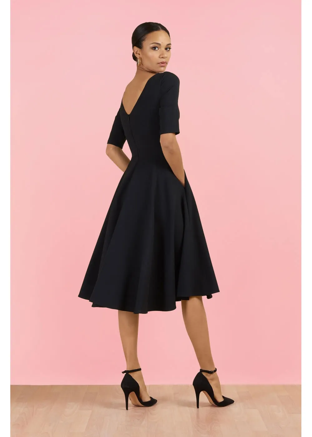 Pretty Dress Company Hepburn 50's Swing Dress Black