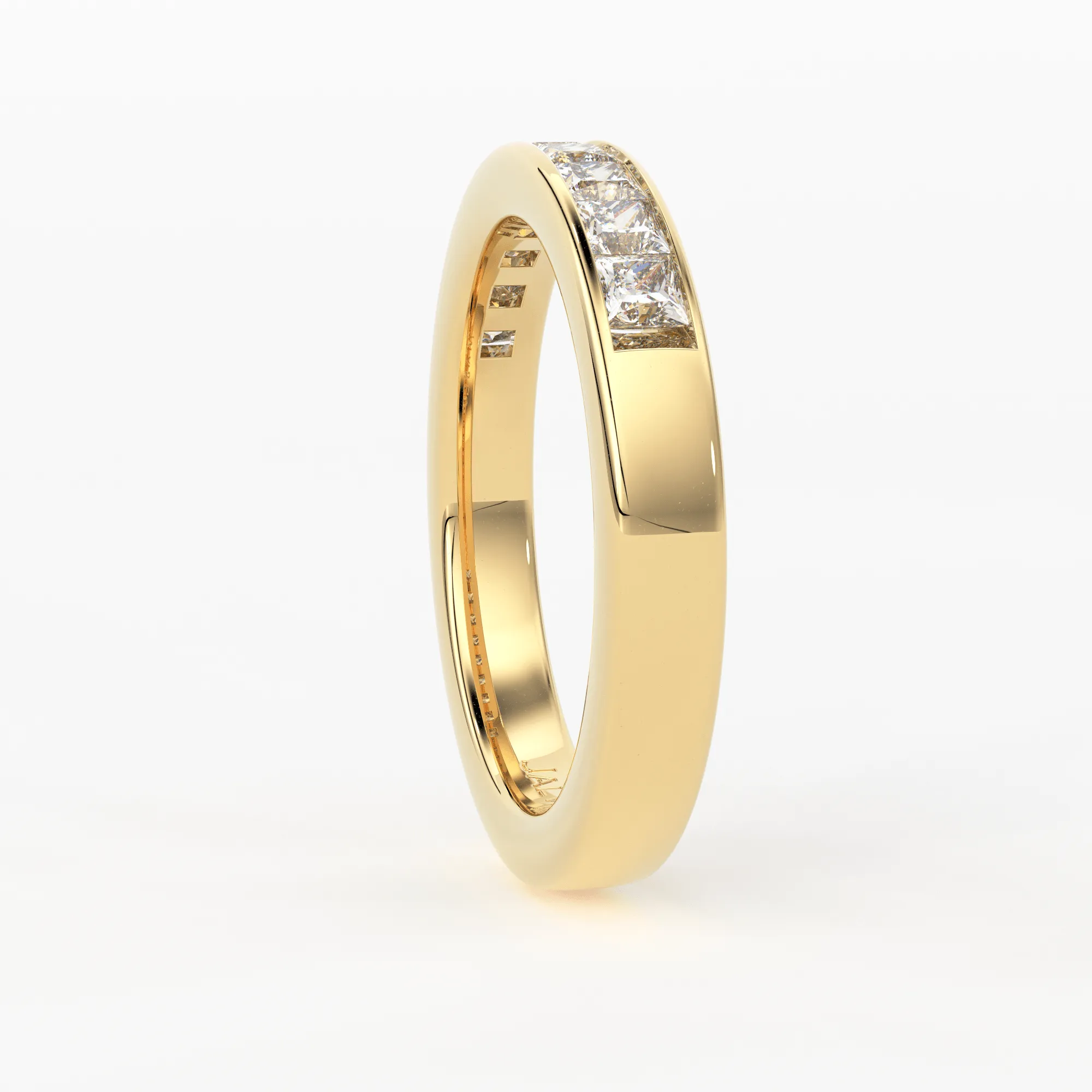 Princess Cut Diamond Band / 2.50MM Thin Channel Set Diamond Ring / Half Eternity Stackable Ring / Diamond Wedding Ring / Minimalist Handmade Ring