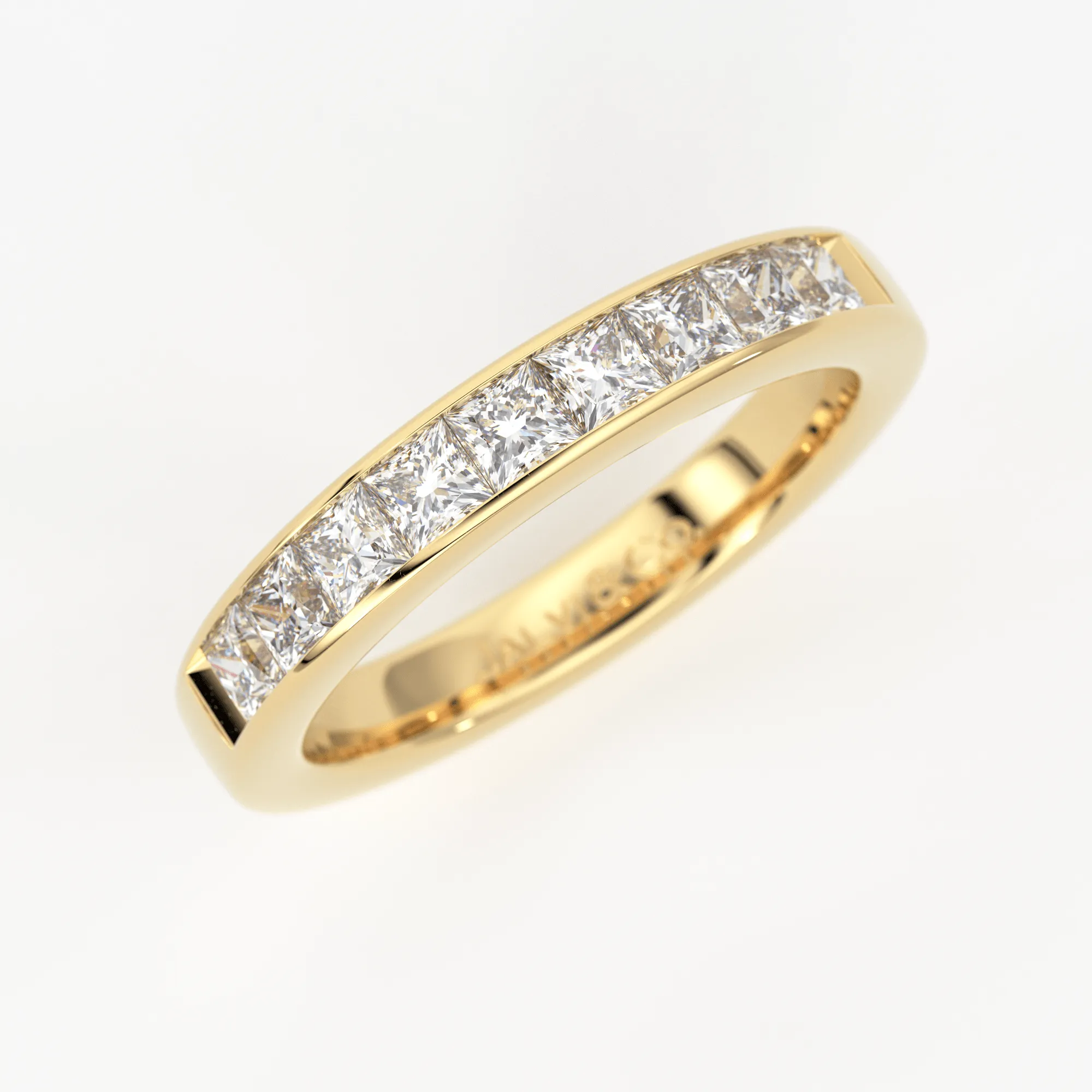 Princess Cut Diamond Band / 2.50MM Thin Channel Set Diamond Ring / Half Eternity Stackable Ring / Diamond Wedding Ring / Minimalist Handmade Ring