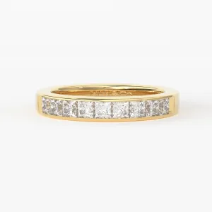 Princess Cut Diamond Band / 2.50MM Thin Channel Set Diamond Ring / Half Eternity Stackable Ring / Diamond Wedding Ring / Minimalist Handmade Ring
