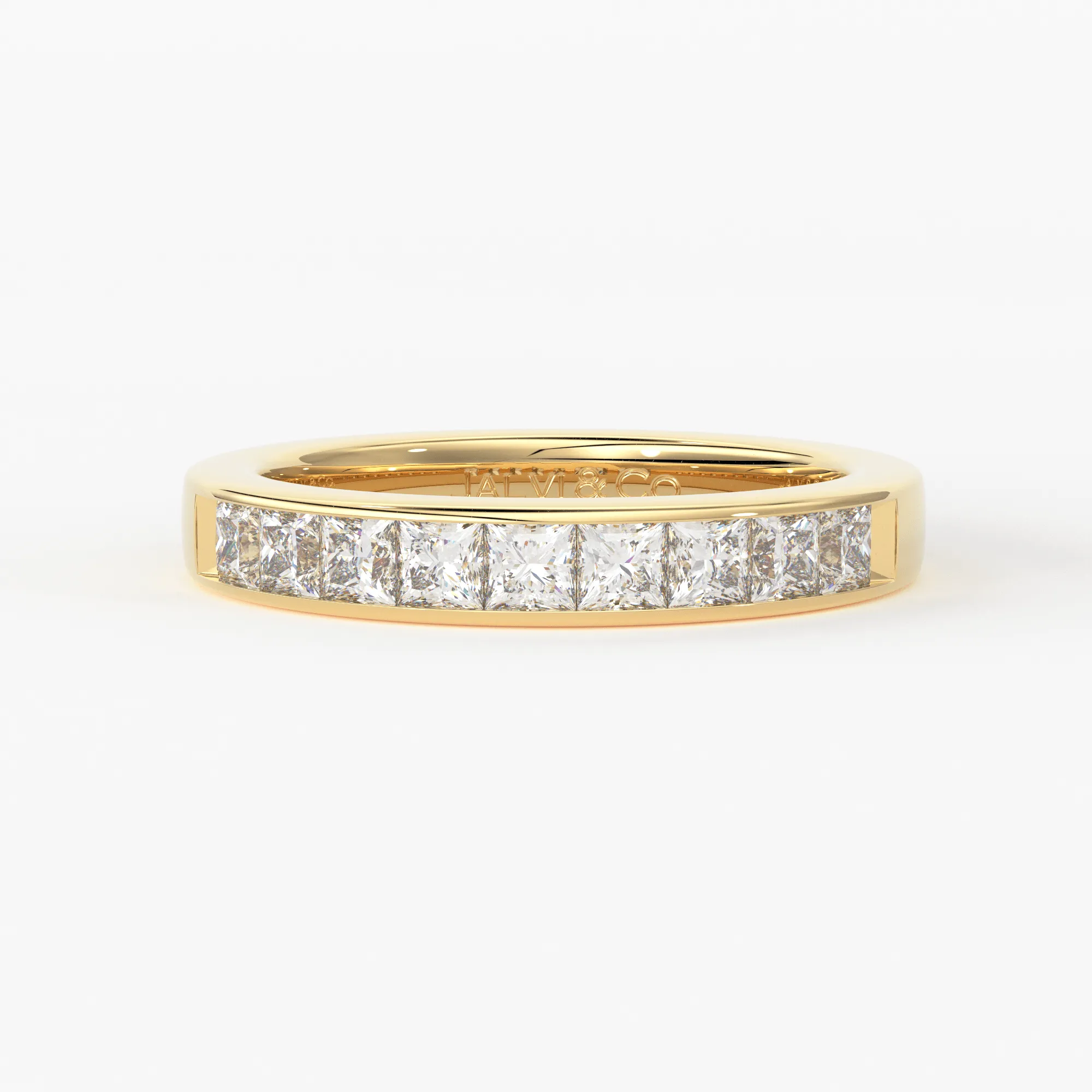 Princess Cut Diamond Band / 2.50MM Thin Channel Set Diamond Ring / Half Eternity Stackable Ring / Diamond Wedding Ring / Minimalist Handmade Ring