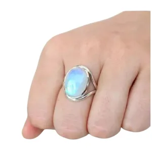Rainbow Moonstone Solid 925 Sterling Silver Ring 4.5