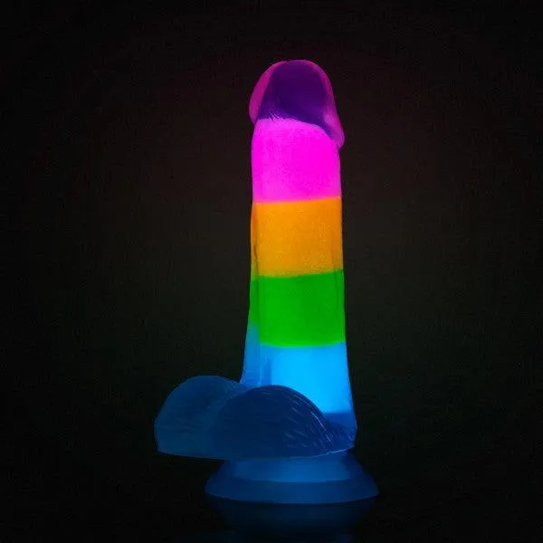 Rainbow Rave Glow in the Dark 6.5 Inch Silicone Dildo