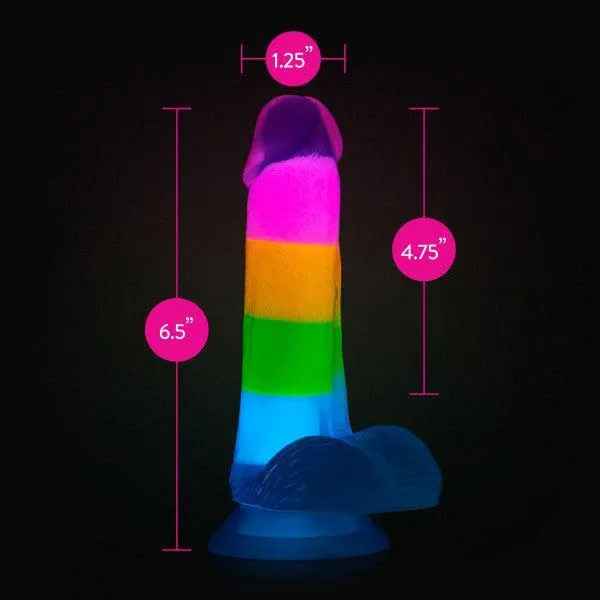 Rainbow Rave Glow in the Dark 6.5 Inch Silicone Dildo