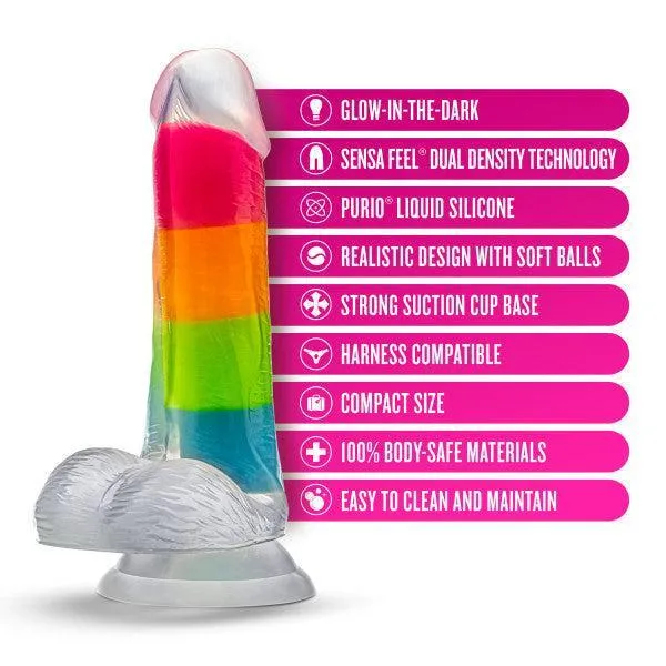 Rainbow Rave Glow in the Dark 6.5 Inch Silicone Dildo