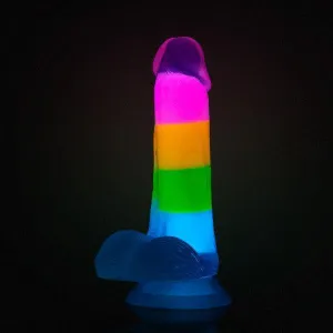 Rainbow Rave Glow in the Dark 6.5 Inch Silicone Dildo