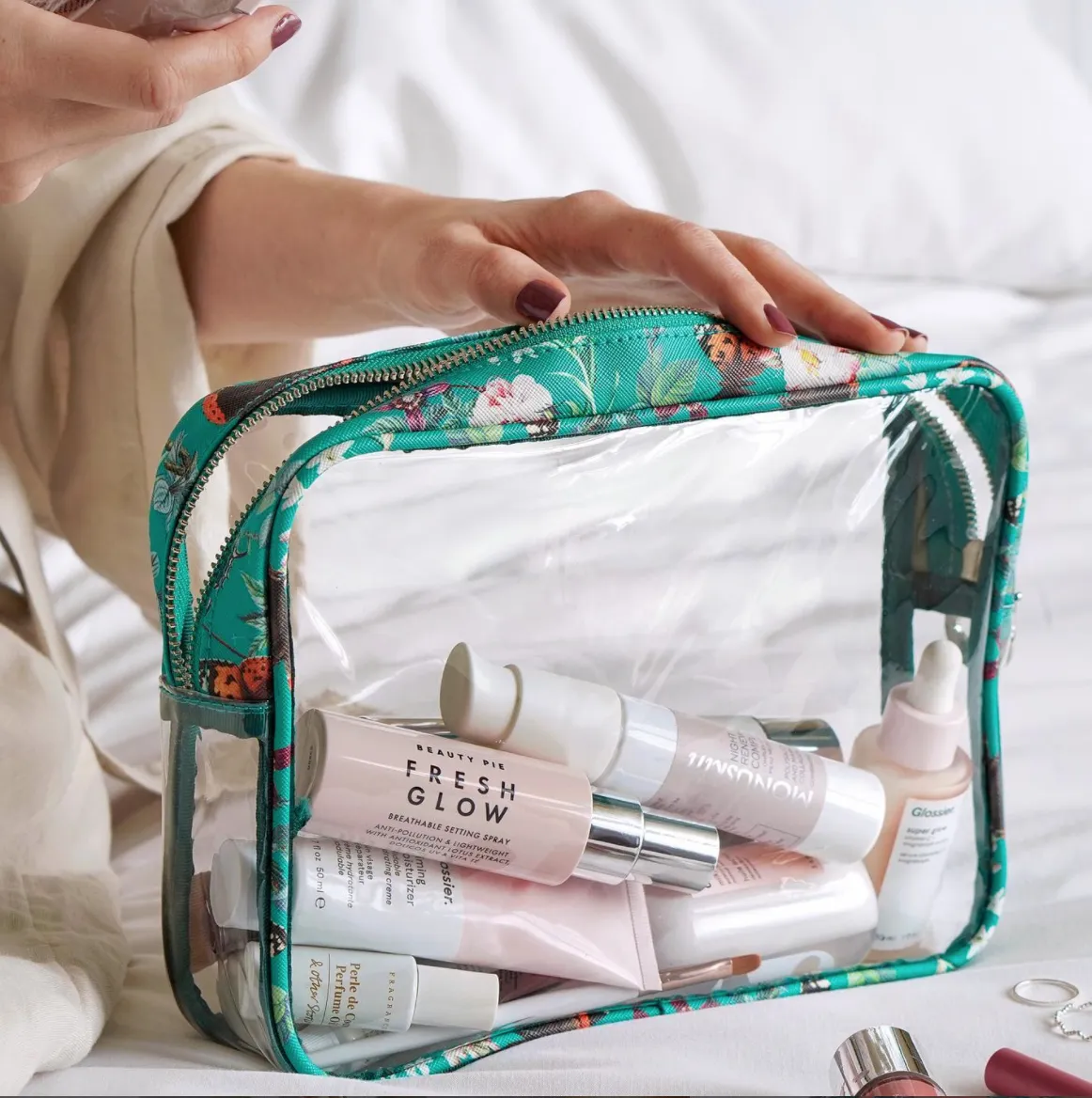 Reusable Clear Beauty Case | Emerald Butterfly Spirit