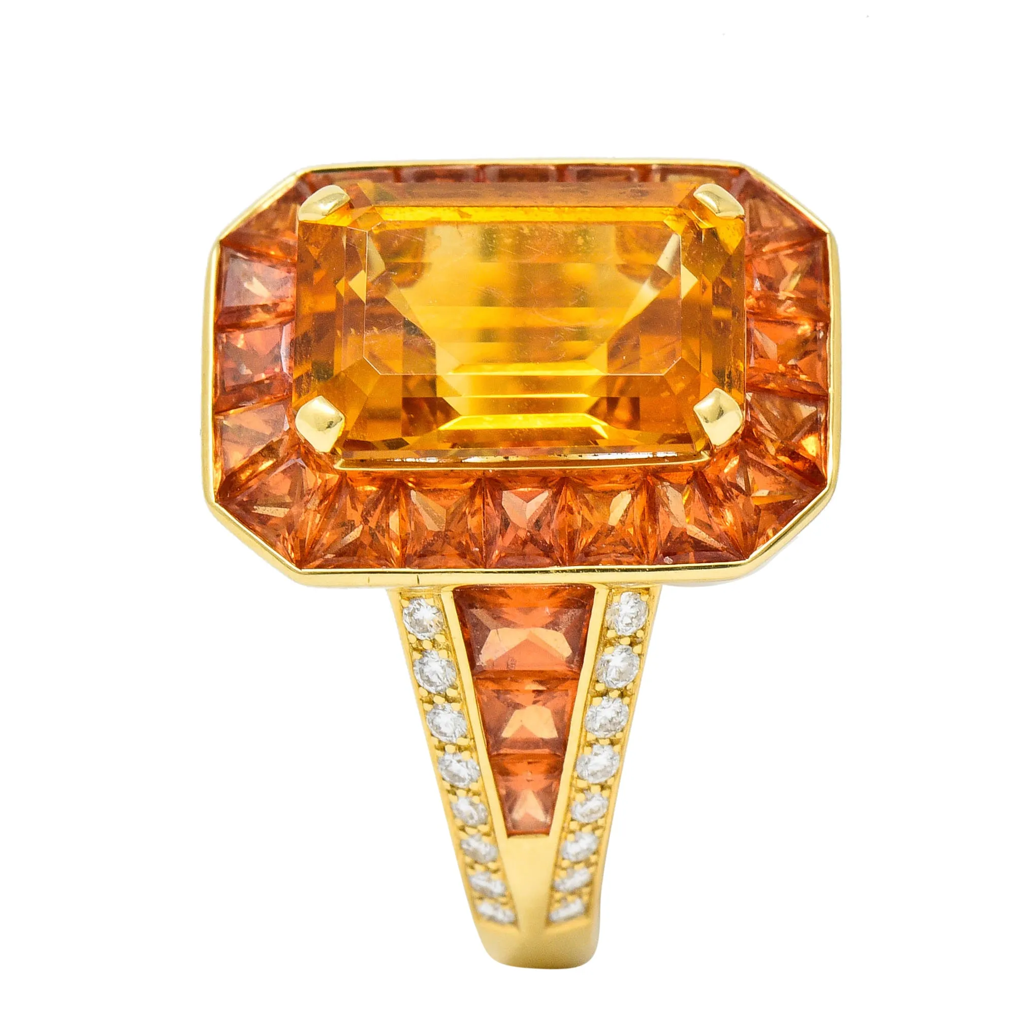Roberto Coin 6.80 CTW Citrine Sapphire Diamond 18 Karat Gold Cocktail Ring