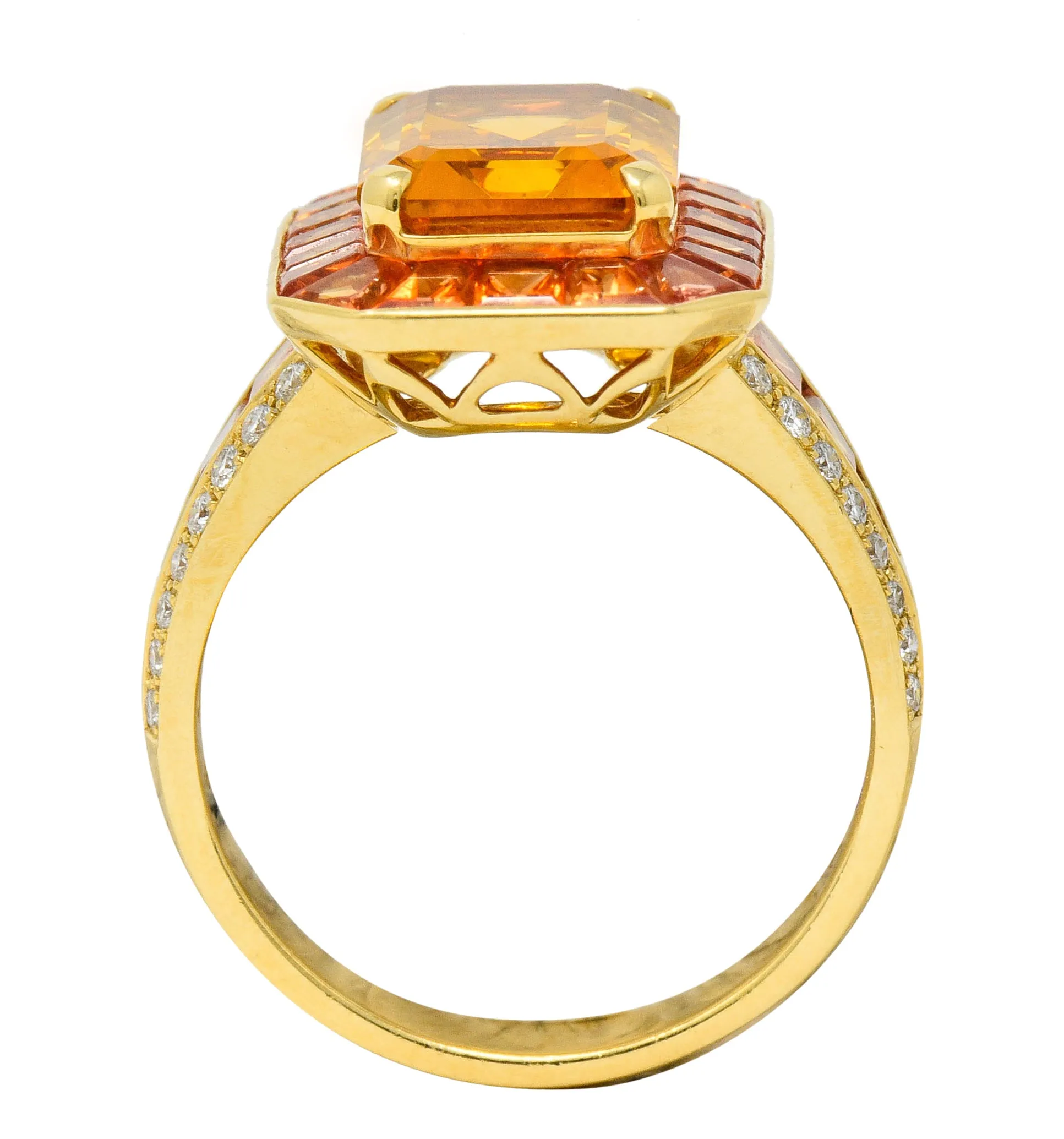 Roberto Coin 6.80 CTW Citrine Sapphire Diamond 18 Karat Gold Cocktail Ring