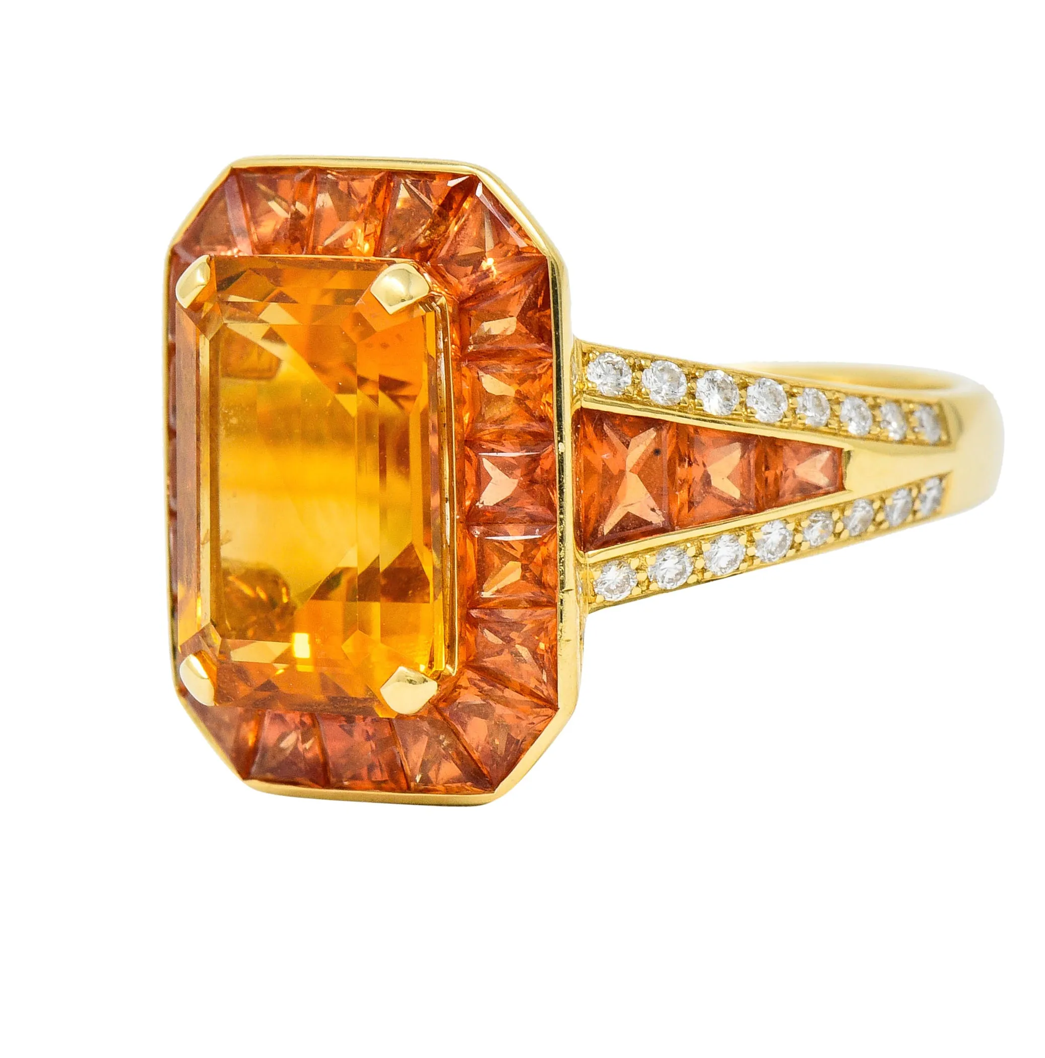 Roberto Coin 6.80 CTW Citrine Sapphire Diamond 18 Karat Gold Cocktail Ring