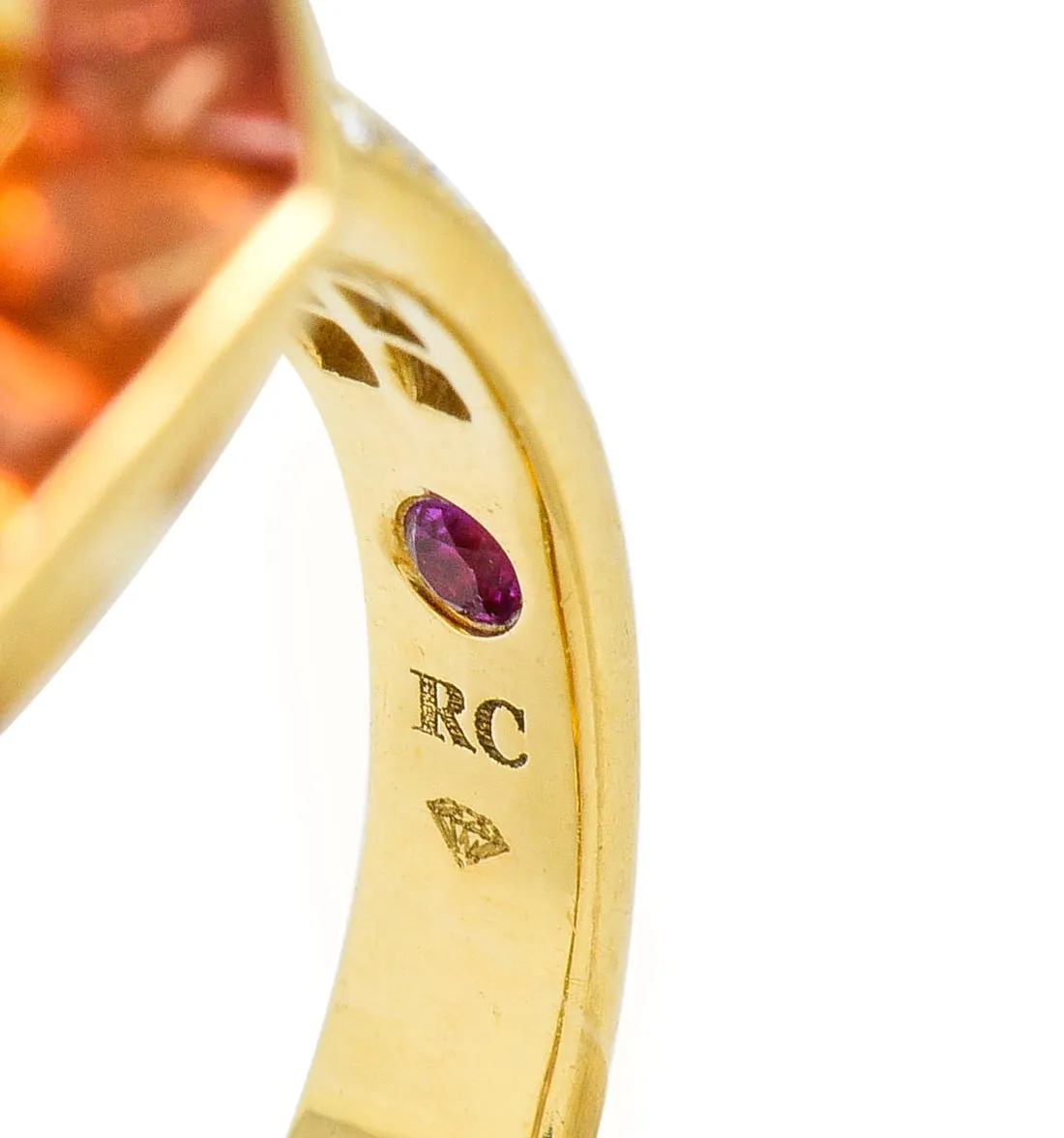 Roberto Coin 6.80 CTW Citrine Sapphire Diamond 18 Karat Gold Cocktail Ring