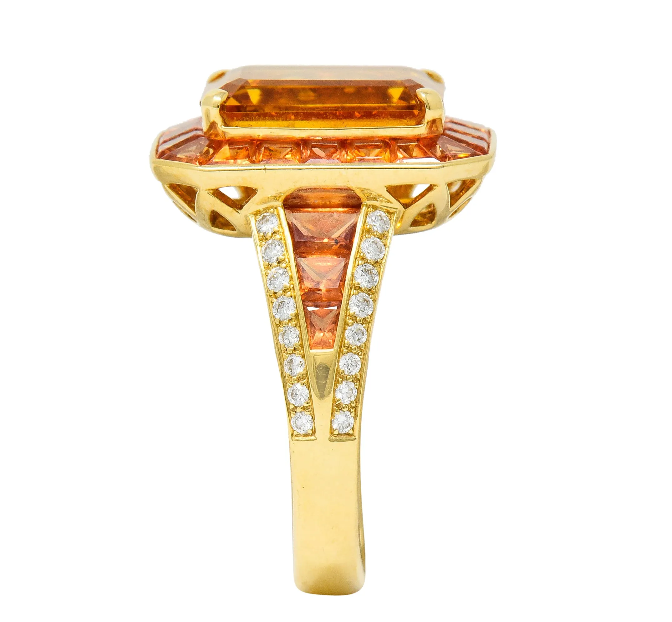 Roberto Coin 6.80 CTW Citrine Sapphire Diamond 18 Karat Gold Cocktail Ring