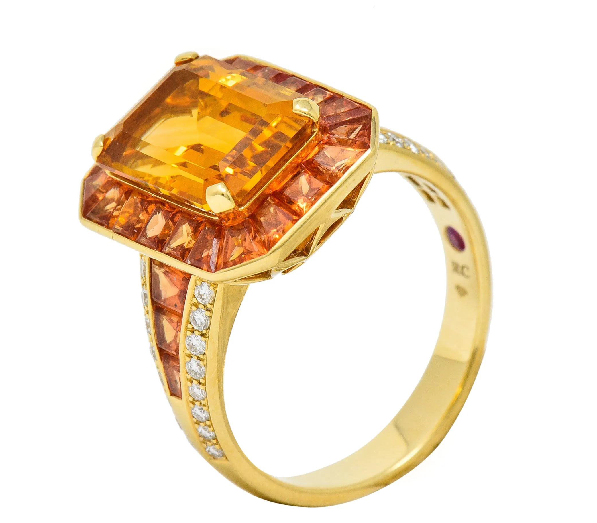 Roberto Coin 6.80 CTW Citrine Sapphire Diamond 18 Karat Gold Cocktail Ring
