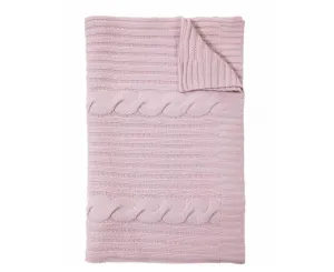 Roma Cable Knit Cashmere Throw - Pink