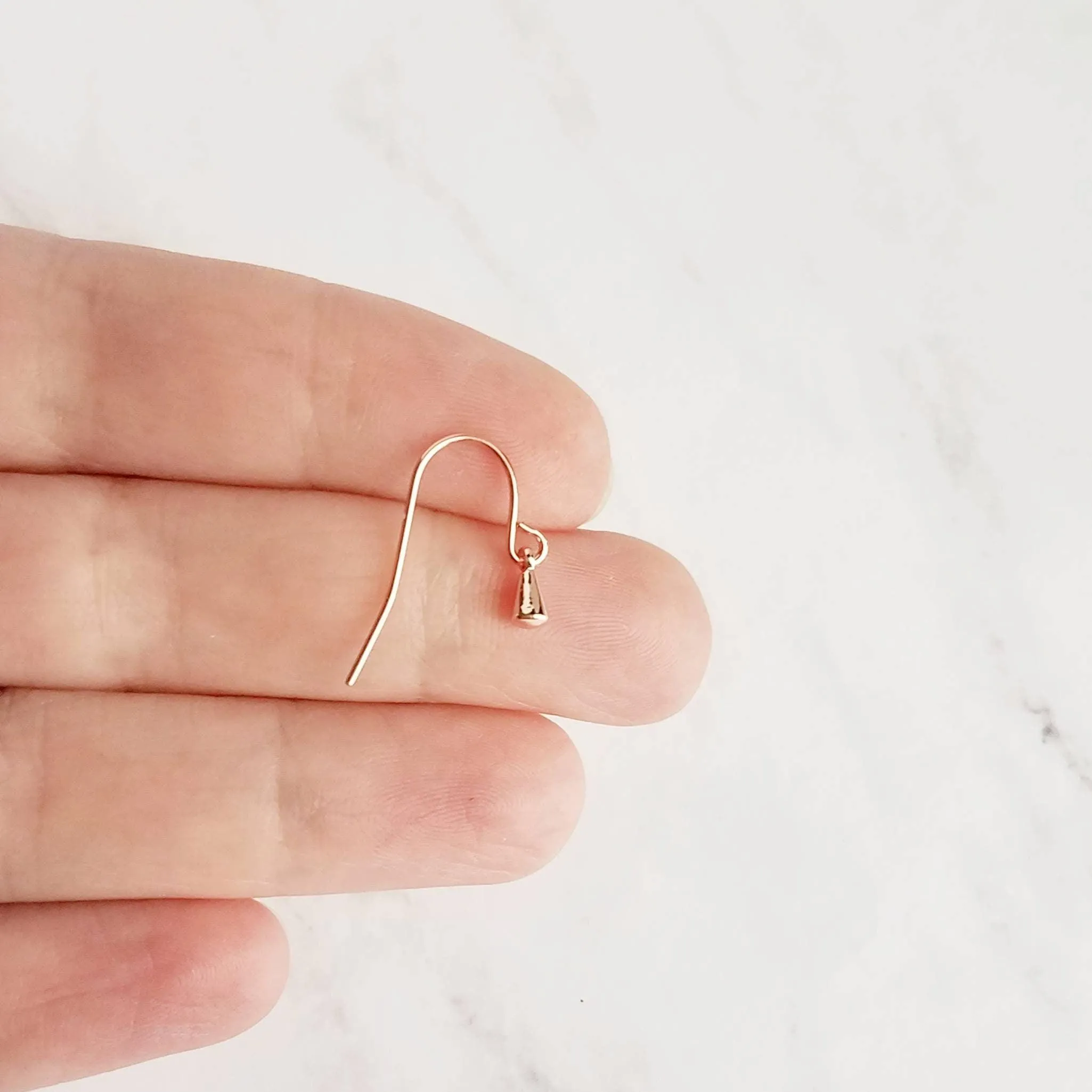 Rose Gold Teardrop Earrings, very tiny single drop earring, dainty rose gold earrings, minimalist rose gold earrings small rose gold dangles