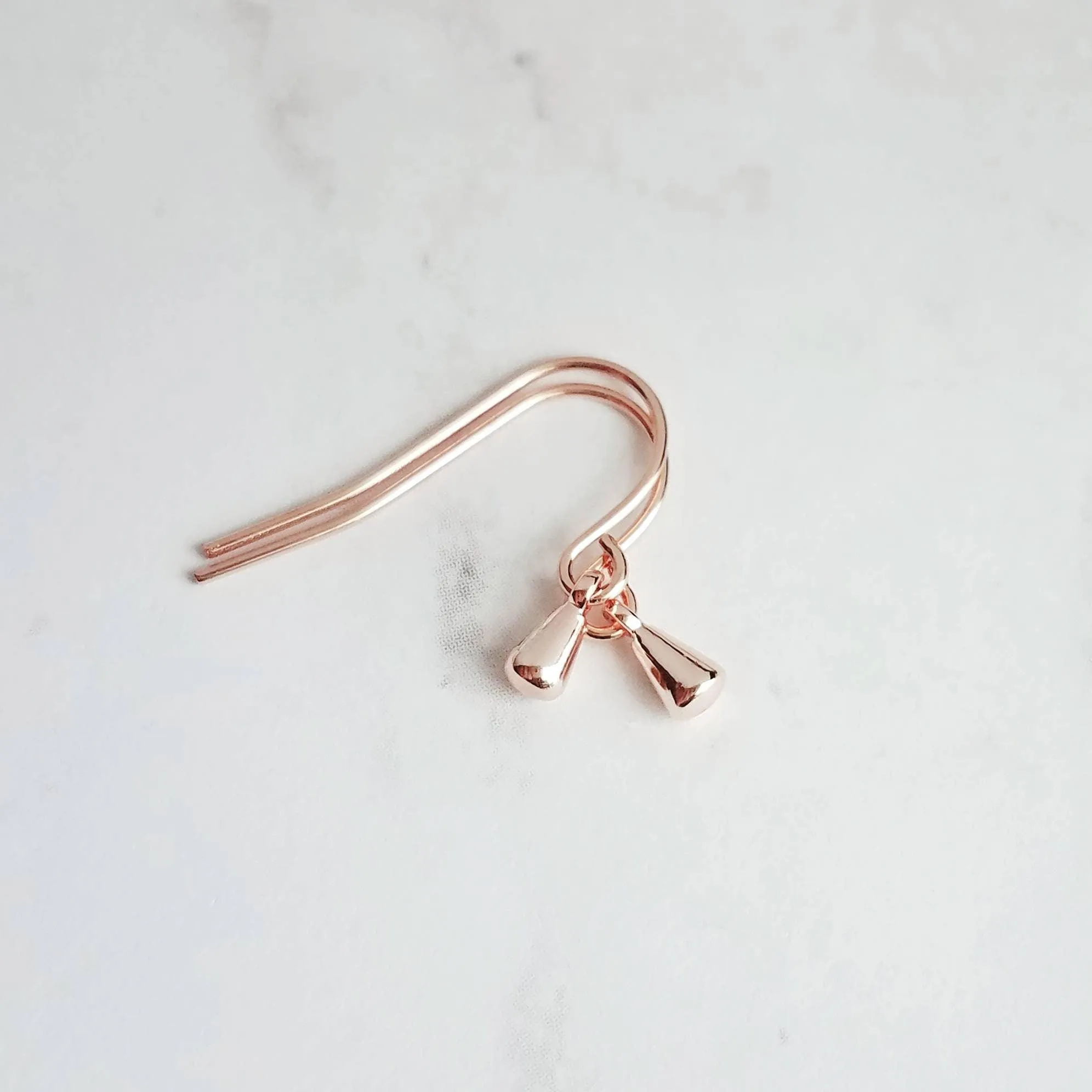 Rose Gold Teardrop Earrings, very tiny single drop earring, dainty rose gold earrings, minimalist rose gold earrings small rose gold dangles