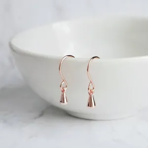 Rose Gold Teardrop Earrings, very tiny single drop earring, dainty rose gold earrings, minimalist rose gold earrings small rose gold dangles