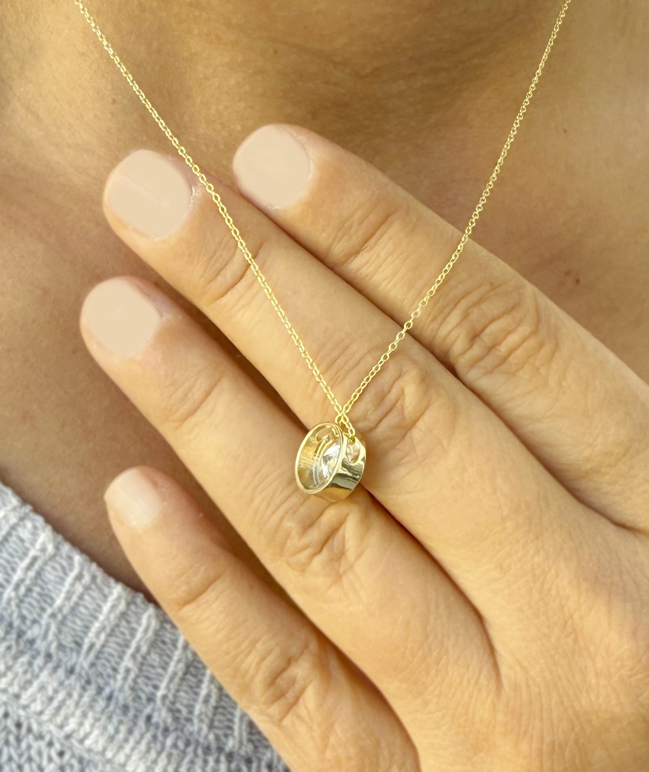 Round Cut IGI Certified Diamond Pendant And Chain Solitaire Minimalist Dainty Bezel Set 14k Solid Yellow Gold Necklace And Chain Gift 2.00ct