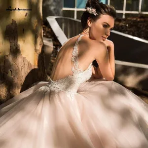 Roycebridal Princess Blush Pink Tulle Wedding Dress