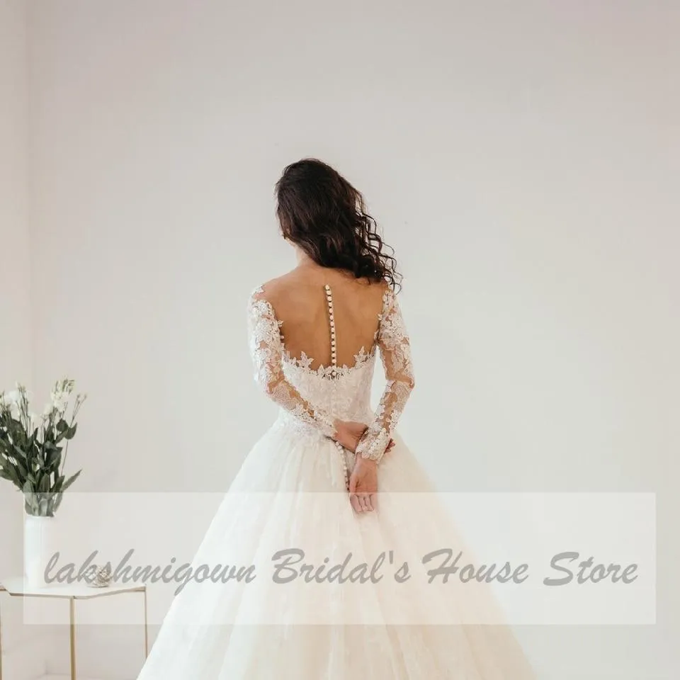 Roycebridal Princess Lace Ball Gown Wedding Dresses Long Sleeves