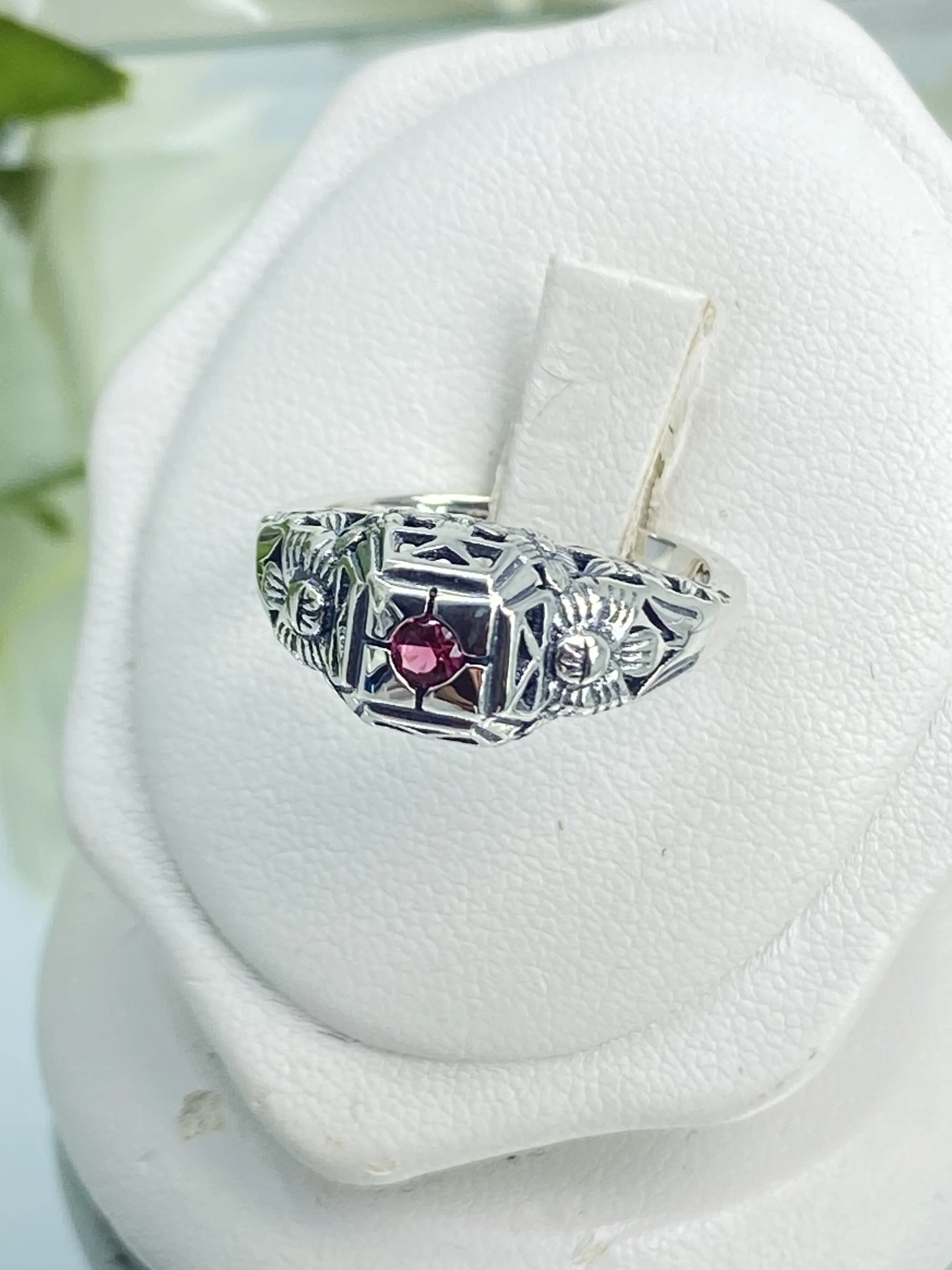 Ruby Ring, Size 7.5 Art Deco Garden Wedding Ring #D157 - Ready to Ship