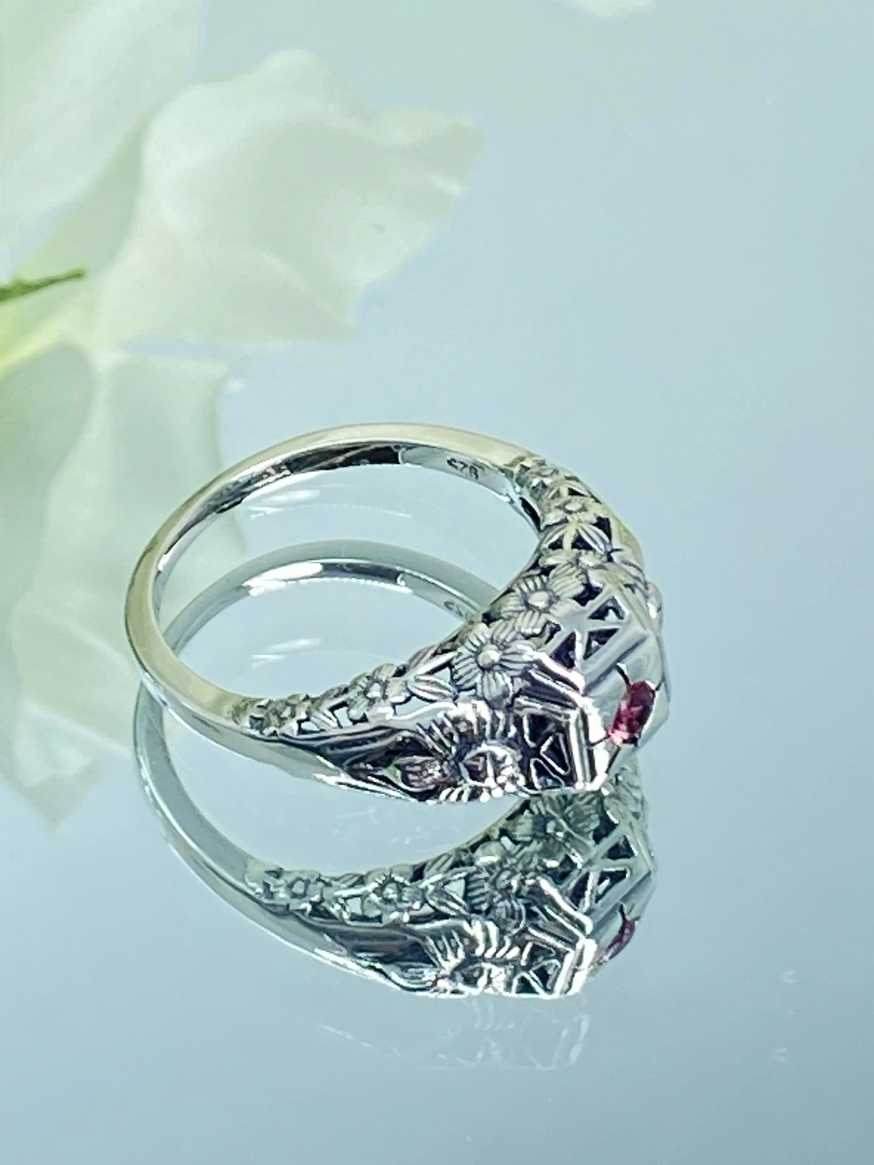Ruby Ring, Size 7.5 Art Deco Garden Wedding Ring #D157 - Ready to Ship