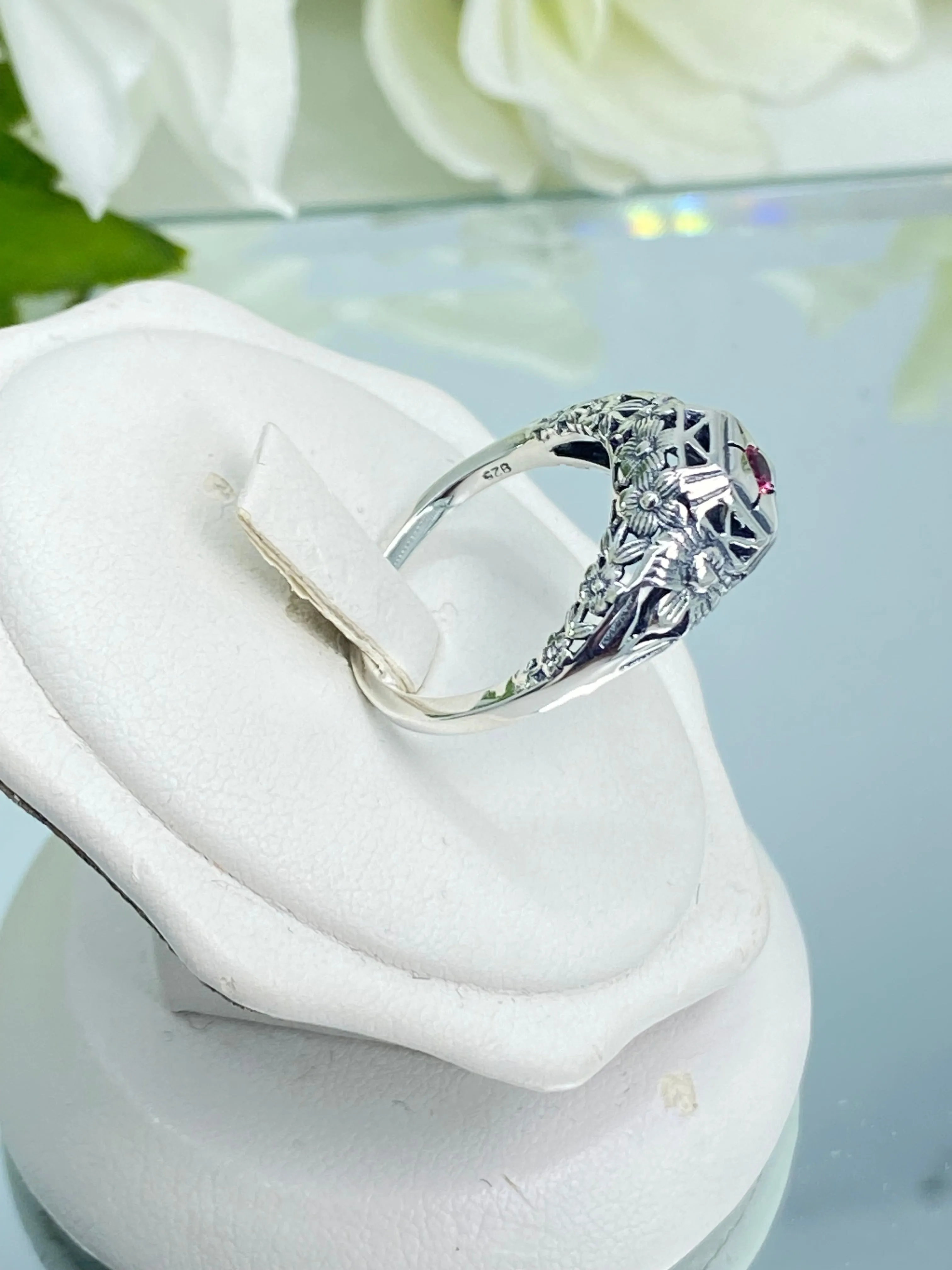 Ruby Ring, Size 7.5 Art Deco Garden Wedding Ring #D157 - Ready to Ship