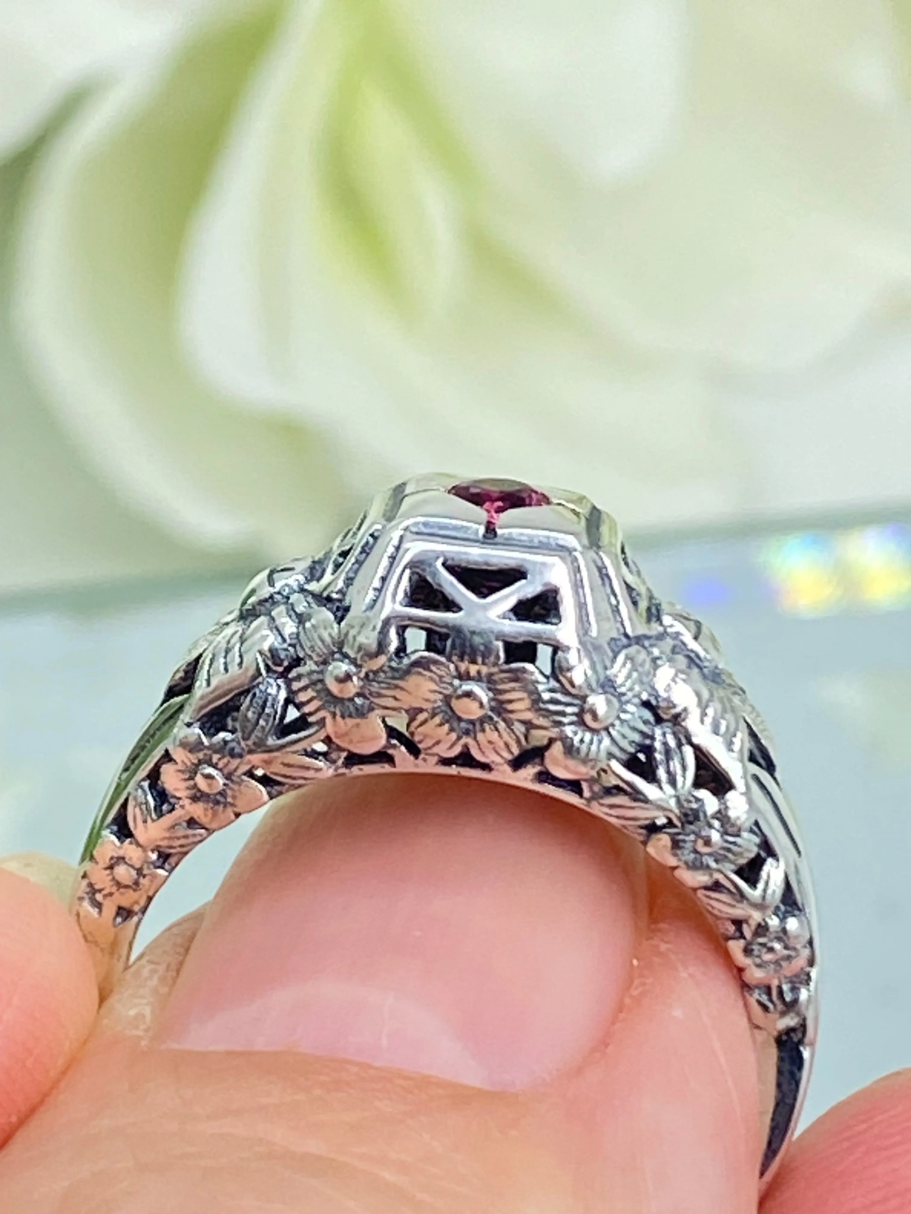 Ruby Ring, Size 7.5 Art Deco Garden Wedding Ring #D157 - Ready to Ship