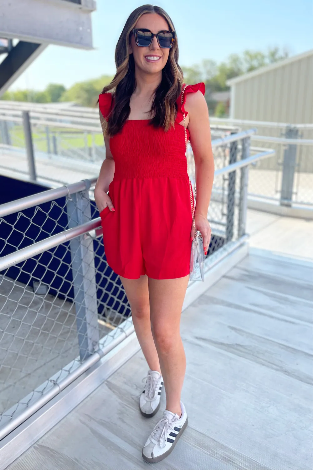 Ruffle Sleeve Smocked Romper