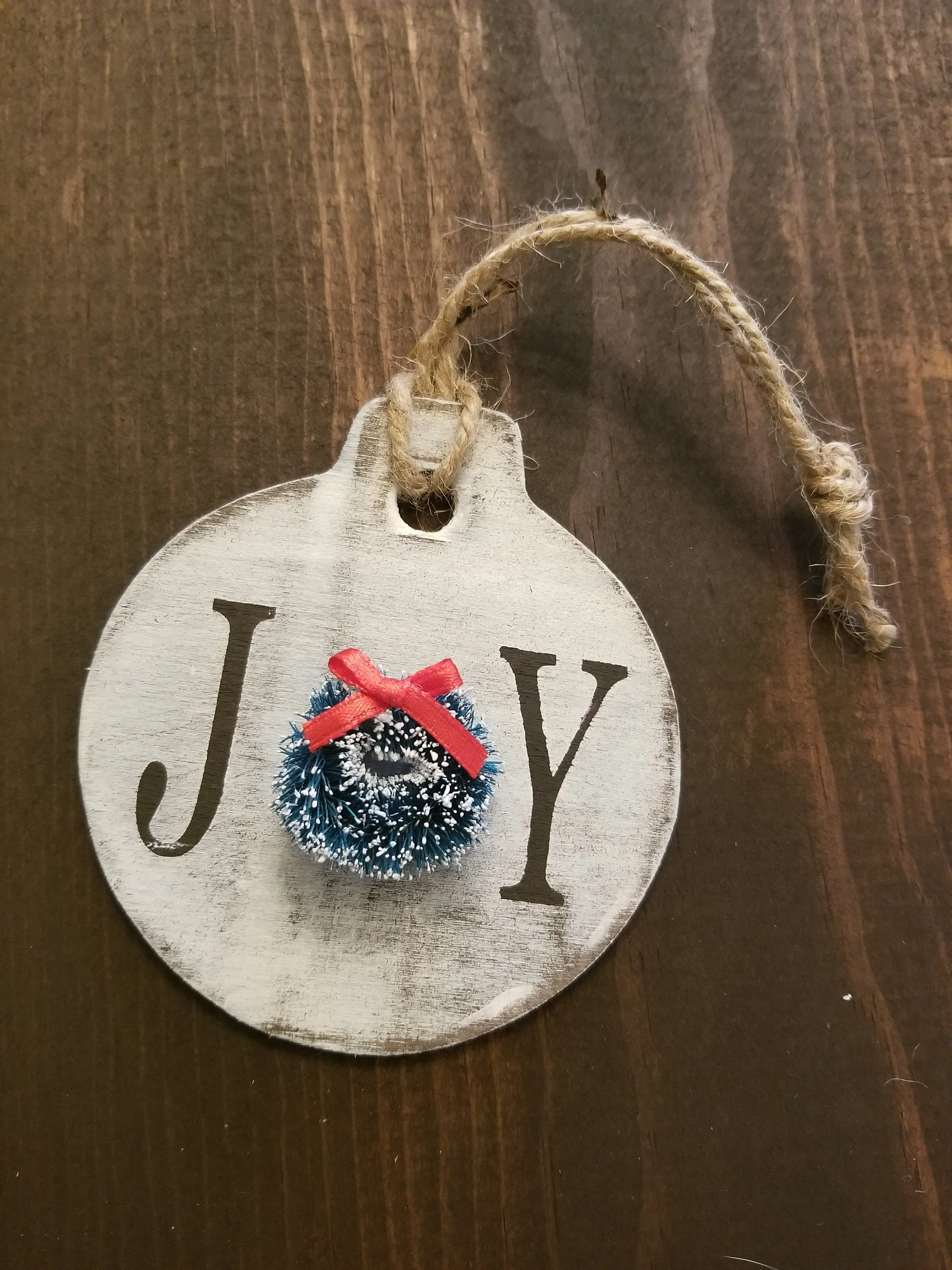 Rustic Customized/Personalized Wooden Christmas Ornament - Round
