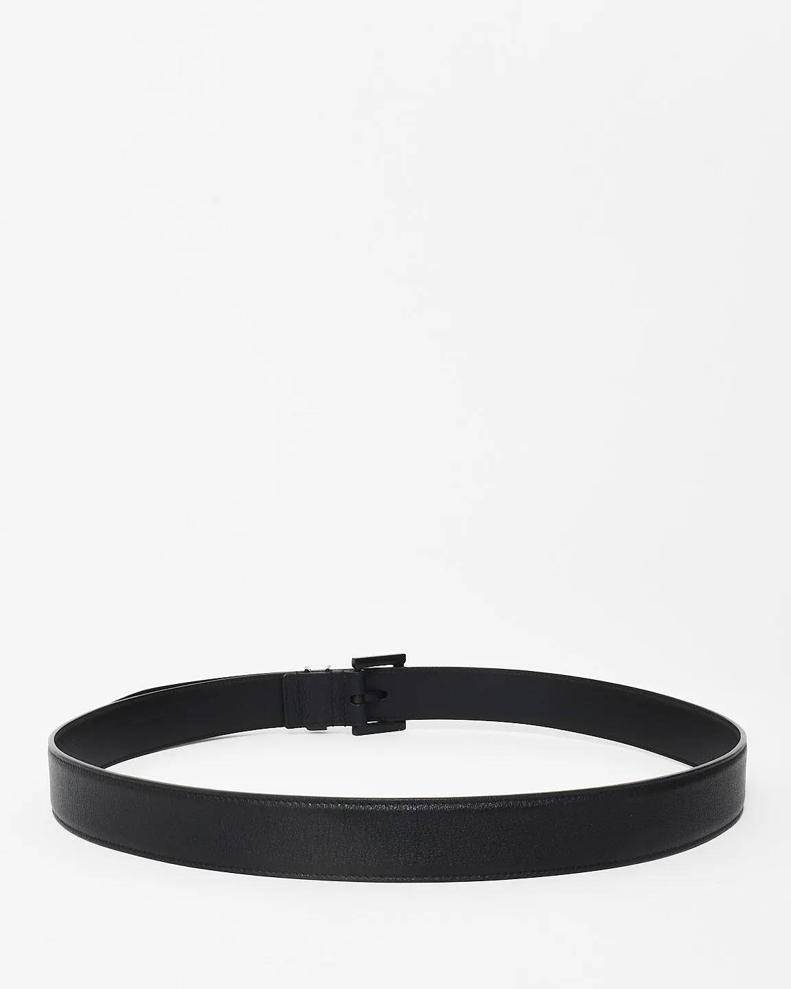 Saint Laurent Black On Black Tonal Leather YSL Cassandre Belt - 110/44