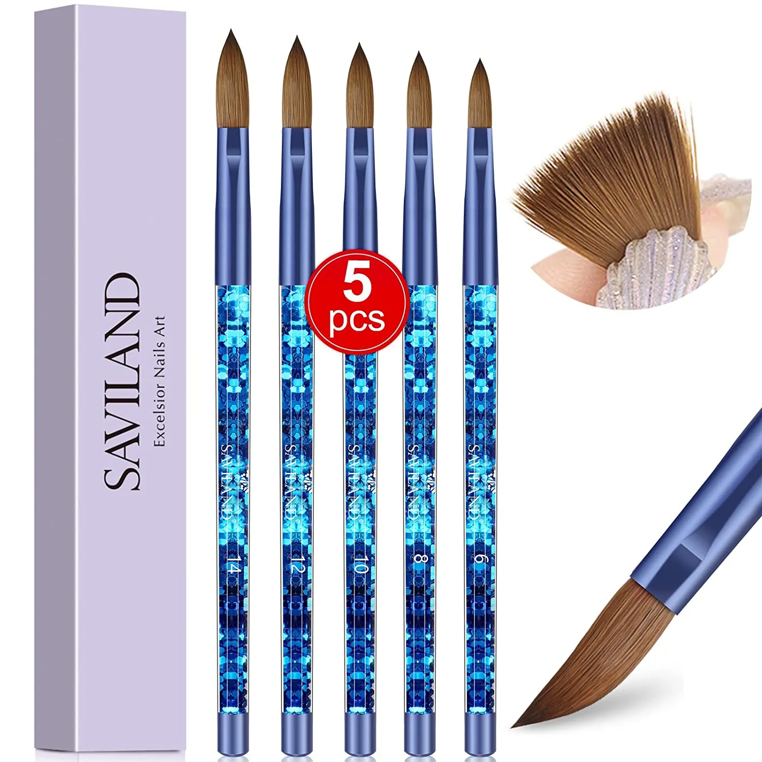 Saviland Acrylic Powder Set - Glow in the Dark Acrylic Nail Powder Set 10 Luminous Colors Professional Polymer Powder for Nail Extension Nail Carving