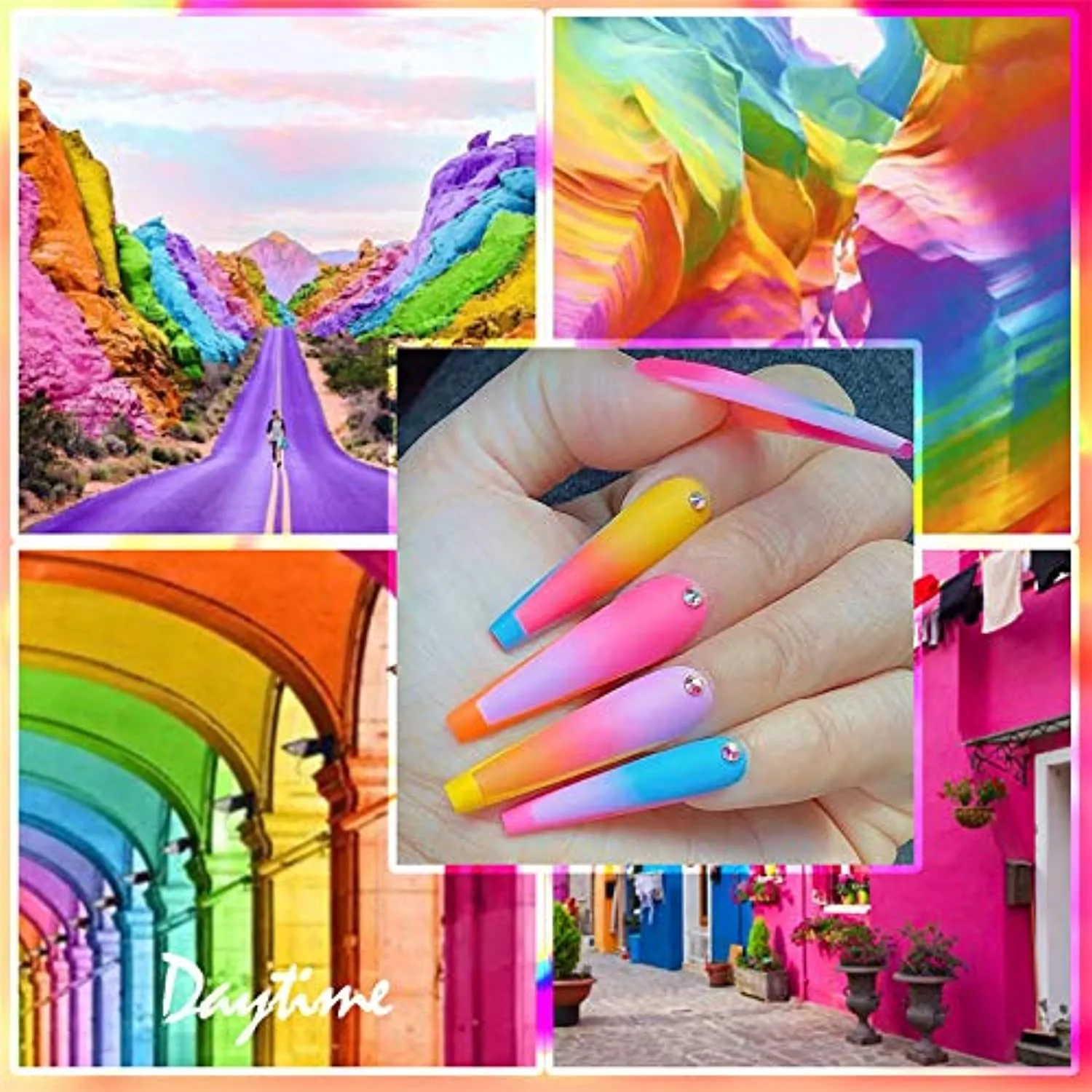 Saviland Acrylic Powder Set - Glow in the Dark Acrylic Nail Powder Set 10 Luminous Colors Professional Polymer Powder for Nail Extension Nail Carving