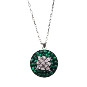 She Knows Herself: diamond   malachite mosaic necklace
